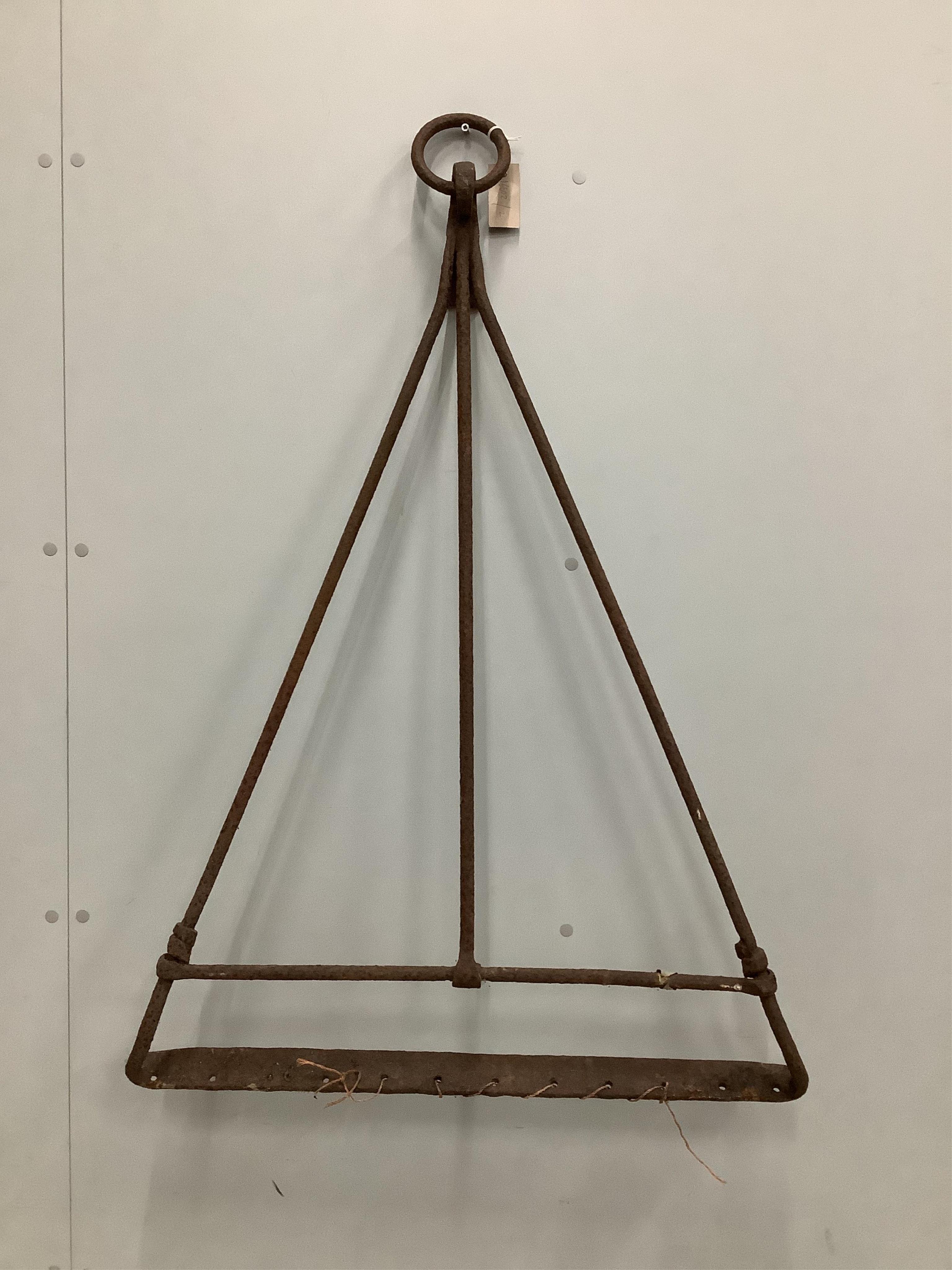 A Victorian iron oyster rake, height 102cm. Condition - poor